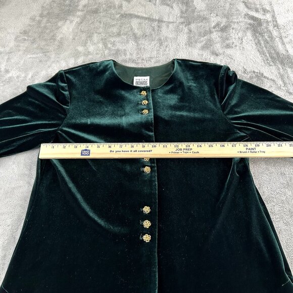 Vintage R&M Richards by Karen Kwong Green Velvet Long Tunic Top M/L Victorian - Picture 3 of 8